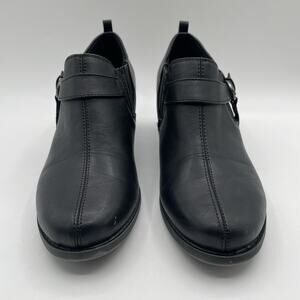 Baretraps Women's Black Slide Buckle Bootie Cuban Heel Size 10W